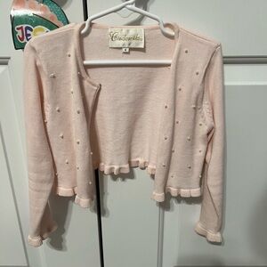 Cinderella Light Pink Pearl-Accented Cardigan